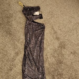 Elegant One-Shoulder Sequin Dress in Black